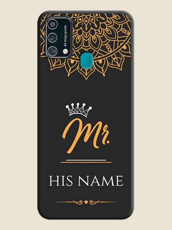 Custom Mr Name with Floral Design  on Personalised Space Black Soft Matte Cases - Galaxy F41 - alternate view