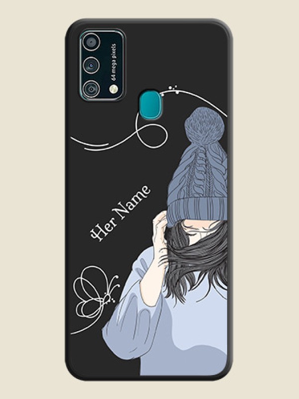 Custom Girl With Blue Winter Outfiit Custom Text Design On Space Black Personalized Soft Matte Phone Covers -Samsung Galaxy F41 - alternate view