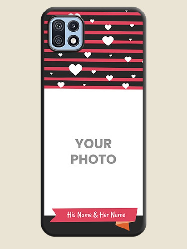 Custom White Color Love Symbols with Pink Lines Pattern on Space Black Custom Soft Matte Phone Cases - Galaxy F42 5G - alternate view