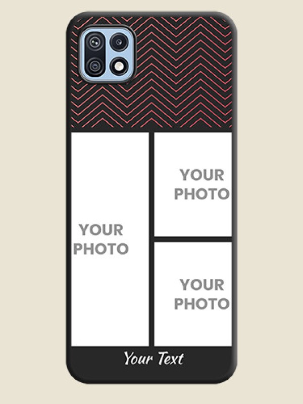 Custom Wave Pattern with 3 Image Holder on Space Black Custom Soft Matte Back Cover - Galaxy F42 5G - alternate view