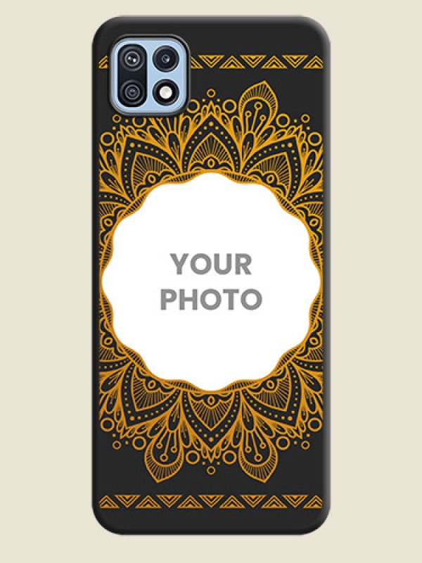 Custom Round Image with Floral Design on Photo on Space Black Soft Matte Mobile Cover - Galaxy F42 5G - alternate view