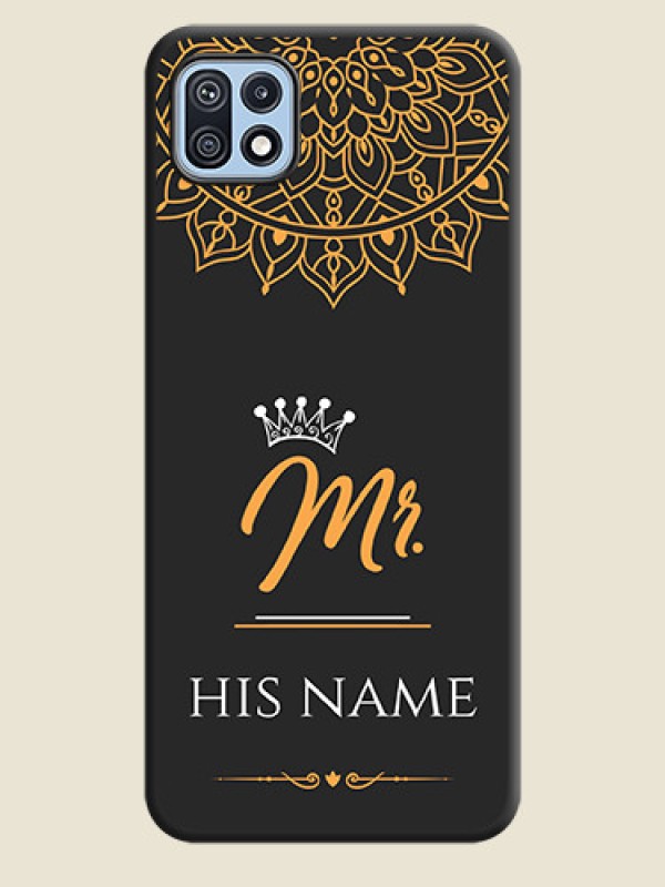Custom Mr Name with Floral Design  on Personalised Space Black Soft Matte Cases - Galaxy F42 5G - alternate view