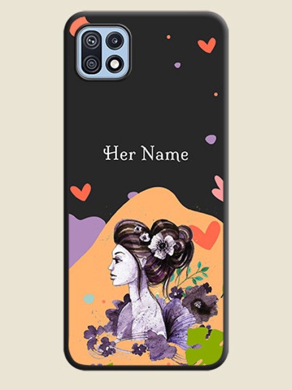 Custom Namecase For Her With Fancy Lady Image On Space Black Personalized Soft Matte Phone Covers -Samsung Galaxy F42 5G - alternate view