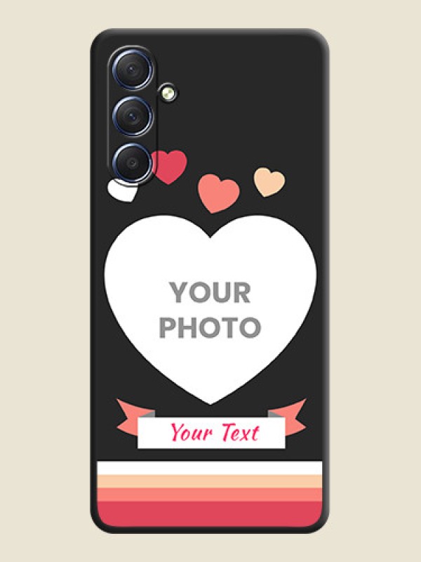 Custom Love Shaped Photo with Colorful Stripes on Personalised Space Black Soft Matte Cases - Galaxy F54 5G - alternate view