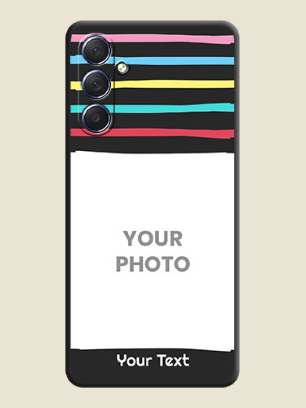 Custom Multicolor Lines with Image on Space Black Personalized Soft Matte Phone Covers - Galaxy F54 5G - alternate view