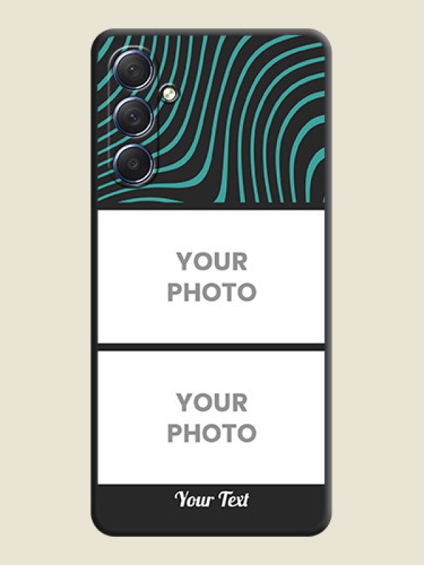 Custom Wave Pattern with 2 Image Holder on Space Black Personalized Soft Matte Phone Covers - Galaxy F54 5G - alternate view