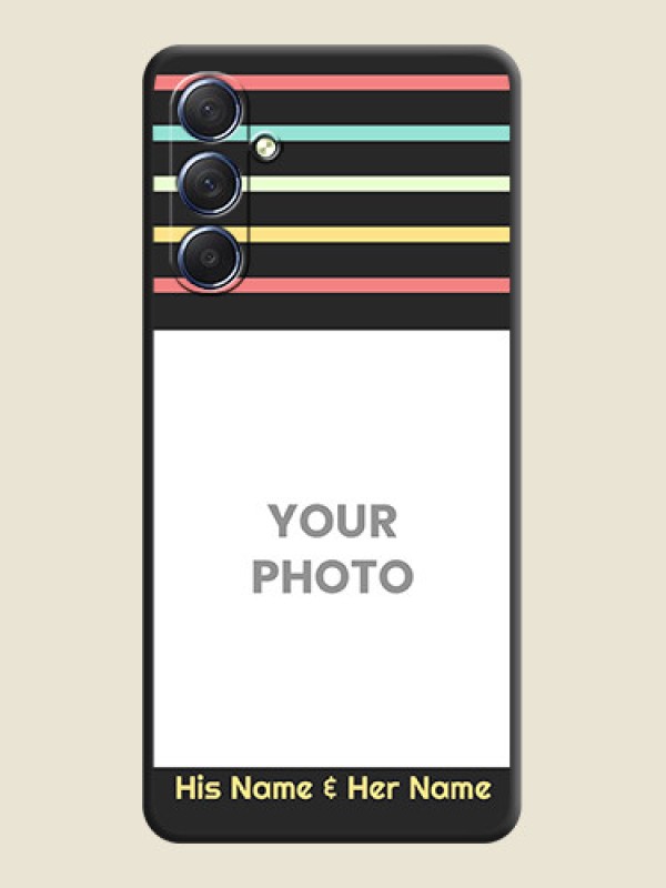 Custom Color Stripes with Photo and Text - Photo on Space Black Soft Matte Mobile Case - Galaxy F54 5G - alternate view