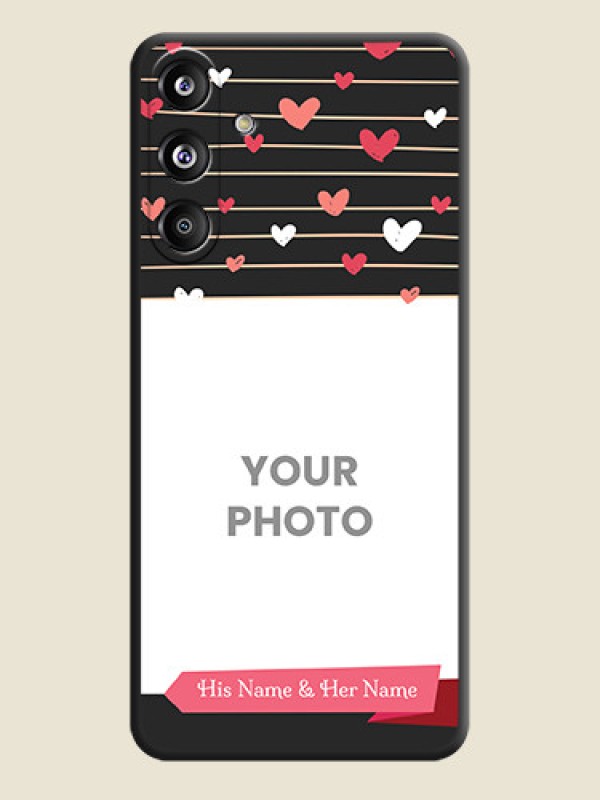 Custom Love Pattern with Name on Pink Ribbon on Photo On Space Black Custom Soft Matte Mobile Back Cover - Galaxy F55 5G - alternate view
