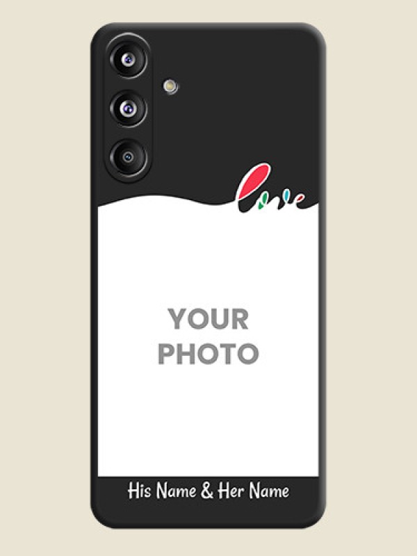 Custom Fall in Love Pattern with Picture on Photo On Space Black Custom Soft Matte Mobile Back Cover - Galaxy F55 5G - alternate view