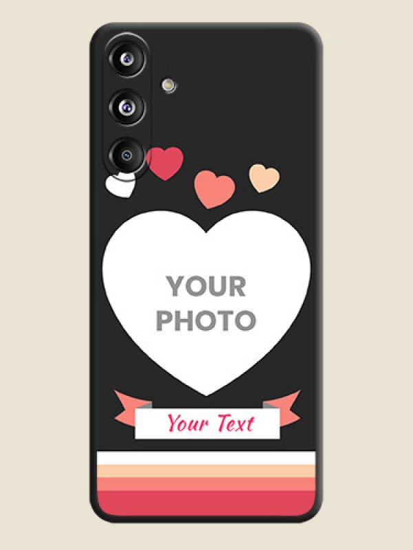 Custom Love Shaped Photo with Colorful Stripes On Space Black Custom Soft Matte Mobile Back Cover - Galaxy F55 5G - alternate view