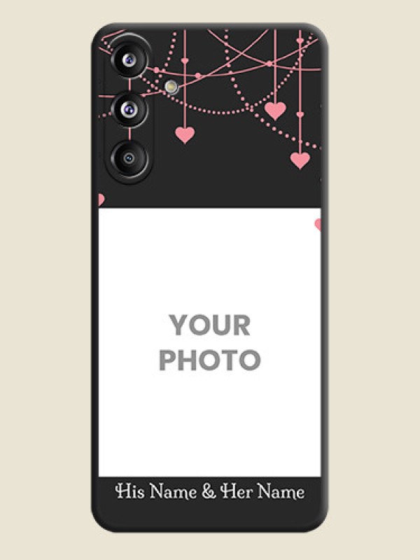 Custom Pink Love Hangings with Text On Space Black Custom Soft Matte Mobile Back Cover - Galaxy F55 5G - alternate view