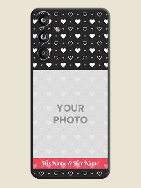 Custom White Color Love Symbols with Text Design on Photo On Space Black Custom Soft Matte Mobile Back Cover - Galaxy F55 5G - alternate view