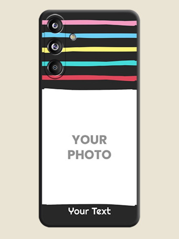 Custom Multicolor Lines with Image On Space Black Custom Soft Matte Mobile Back Cover - Galaxy F55 5G - alternate view