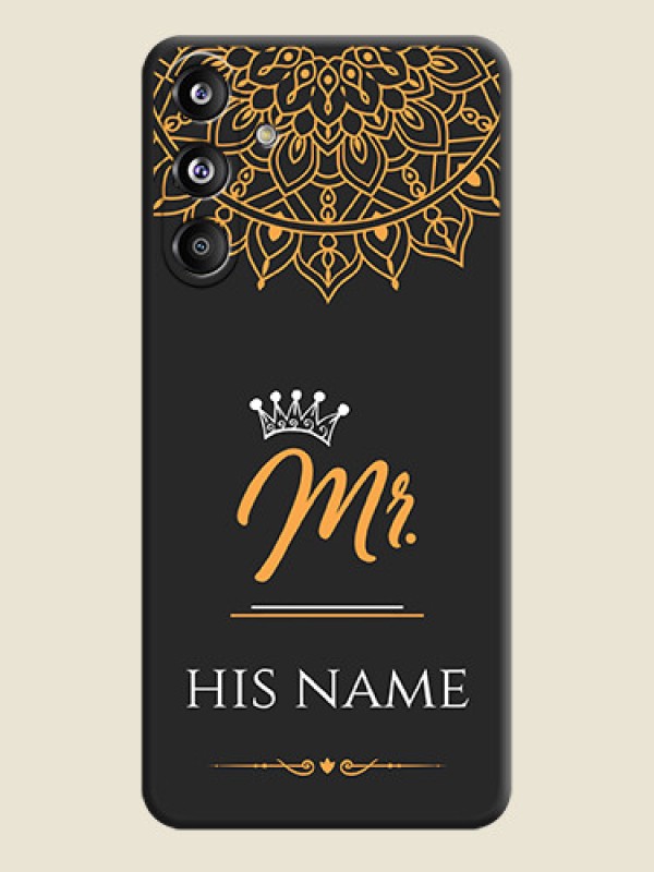 Custom Mr Name with Floral Design On Space Black Custom Soft Matte Mobile Back Cover - Galaxy F55 5G - alternate view