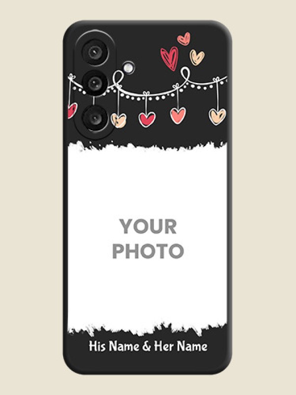 Custom Pink Love Hangings with Name On Space Black Custom Soft Matte Mobile Back Cover - Samsung Galaxy F56 5G - alternate view