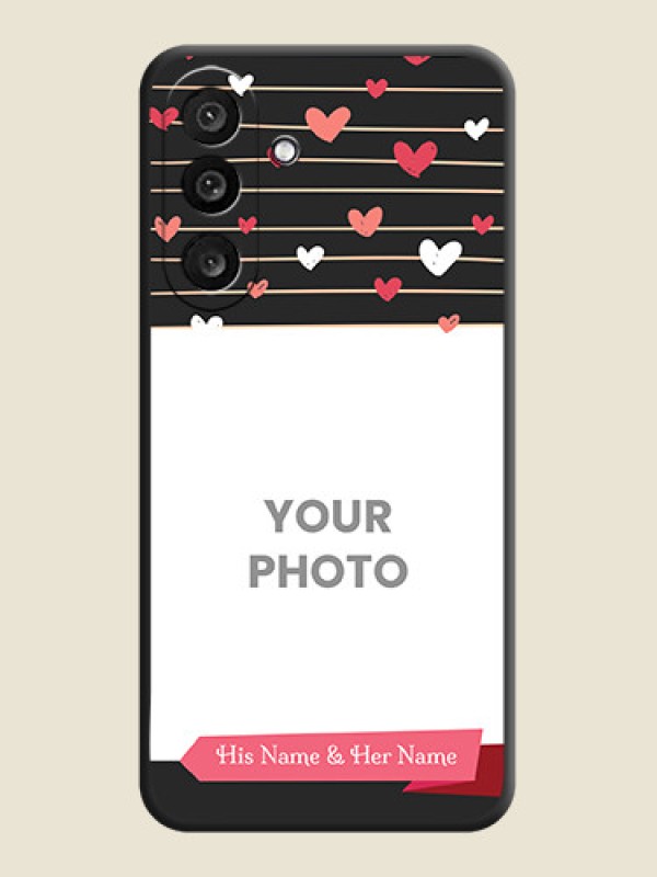 Custom Love Pattern with Name on Pink Ribbon on Photo On Space Black Custom Soft Matte Mobile Back Cover - Samsung Galaxy F56 5G - alternate view