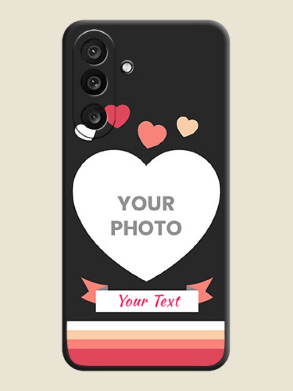 Custom Love Shaped Photo with Colorful Stripes On Space Black Custom Soft Matte Mobile Back Cover - Samsung Galaxy F56 5G - alternate view