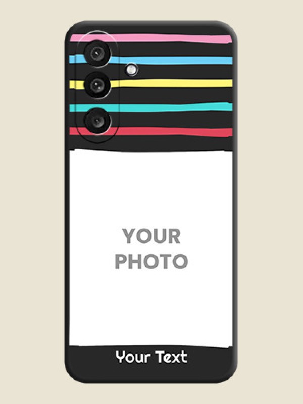 Custom Multicolor Lines with Image On Space Black Custom Soft Matte Mobile Back Cover - Samsung Galaxy F56 5G - alternate view