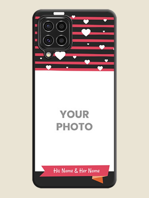 Custom White Color Love Symbols with Pink Lines Pattern on Space Black Custom Soft Matte Phone Cases - Galaxy F62 - alternate view