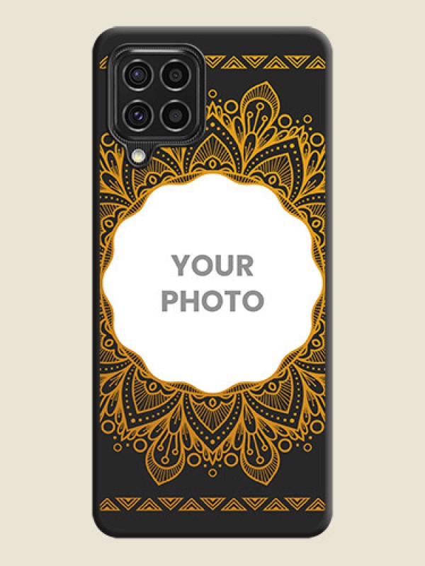 Custom Round Image with Floral Design on Photo on Space Black Soft Matte Mobile Cover - Galaxy F62 - alternate view