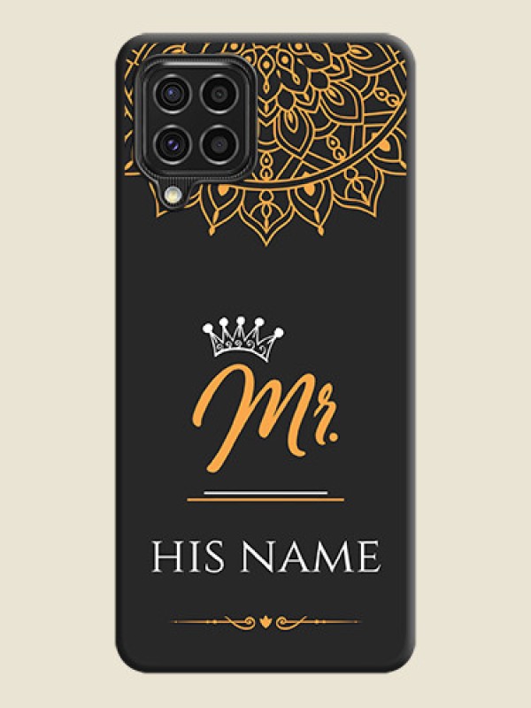 Custom Mr Name with Floral Design  on Personalised Space Black Soft Matte Cases - Galaxy F62 - alternate view