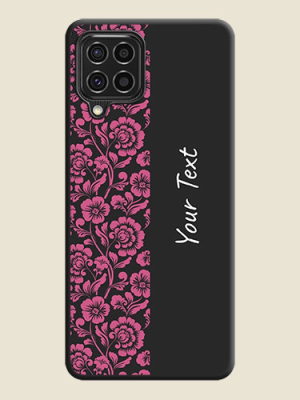 Custom Pink Floral Pattern Design With Custom Text On Space Black Personalized Soft Matte Phone Covers -Samsung Galaxy F62 - alternate view