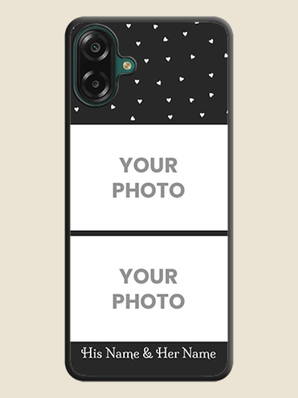 Custom Miniature Love Symbols with Name On Space Black Custom Soft Matte Mobile Back Cover - Samsung Galaxy F70e 5G - alternate view