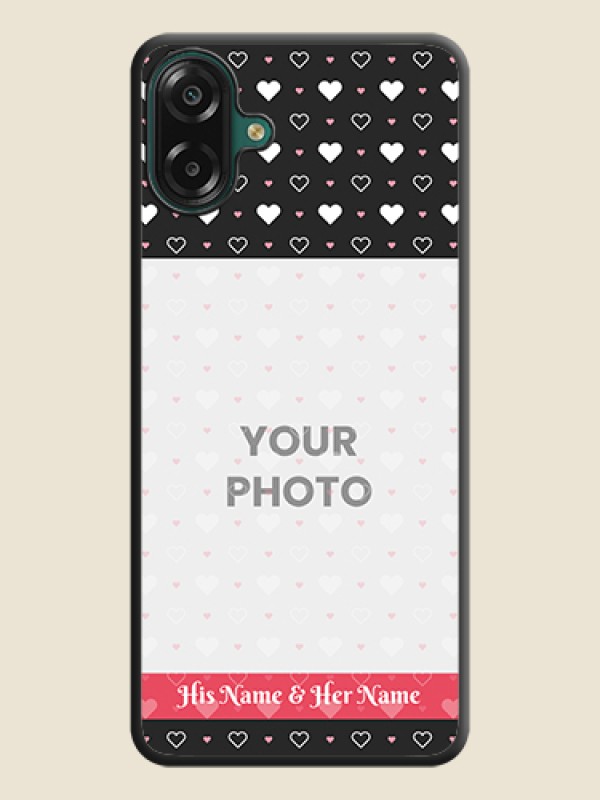 Custom White Color Love Symbols with Text Design on Photo On Space Black Custom Soft Matte Mobile Back Cover - Samsung Galaxy F70e 5G - alternate view