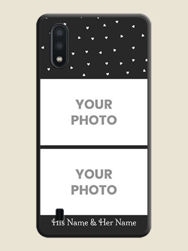 Custom Miniature Love Symbols with Name on Space Black Custom Soft Matte Back Cover - Galaxy M01 - alternate view