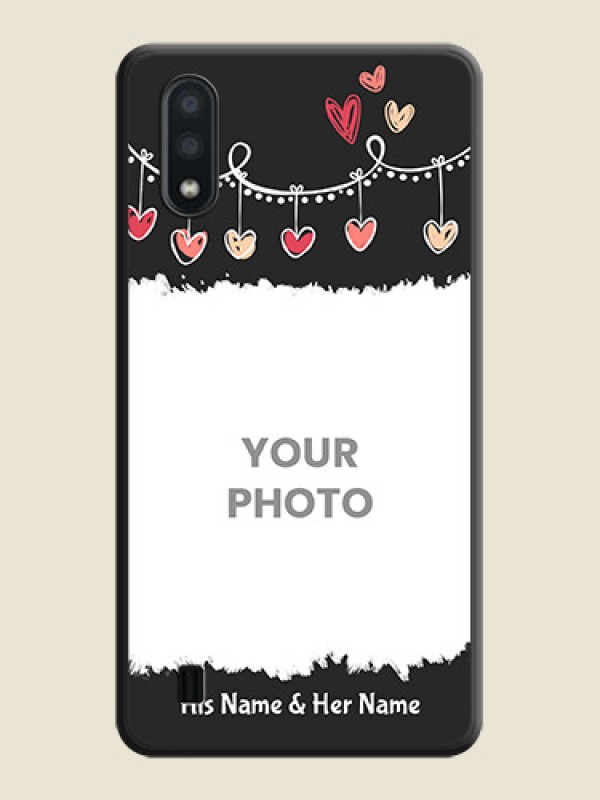 Custom Pink Love Hangings with Name on Space Black Custom Soft Matte Phone Cases - Galaxy M01 - alternate view