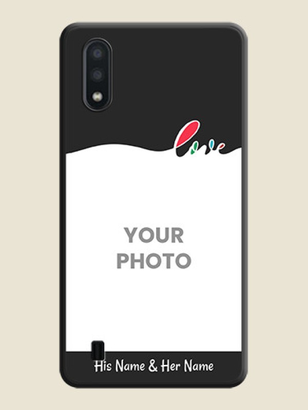 Custom Fall in Love Pattern with Picture on Photo on Space Black Soft Matte Mobile Case - Galaxy M01 - alternate view