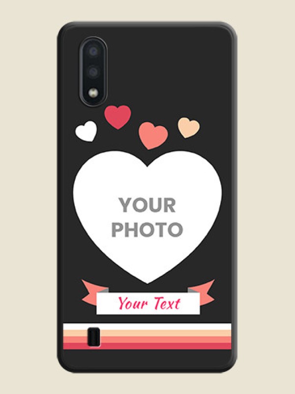 Custom Love Shaped Photo with Colorful Stripes on Personalised Space Black Soft Matte Cases - Galaxy M01 - alternate view