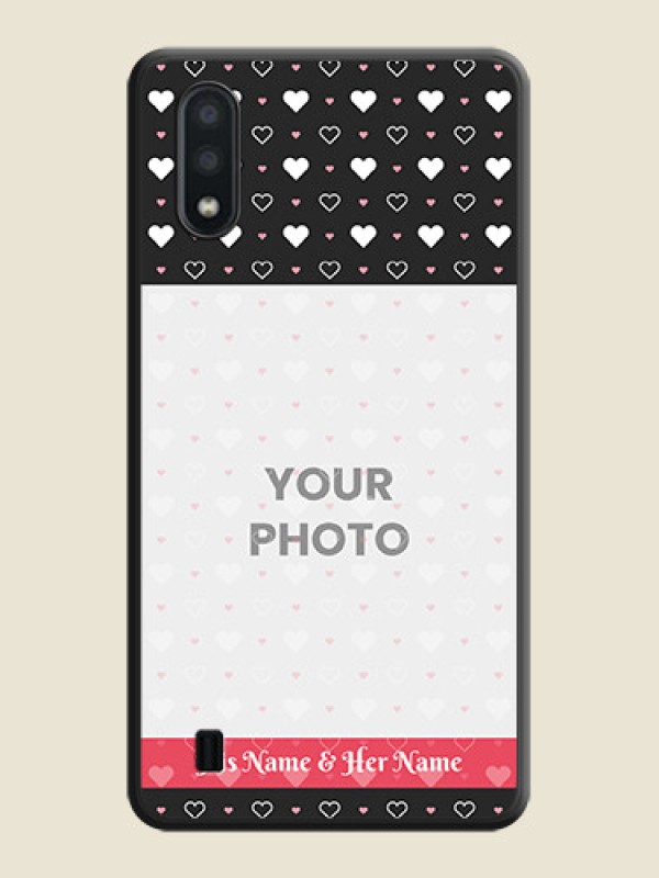 Custom White Color Love Symbols with Text Design on Photo on Space Black Soft Matte Phone Cover - Galaxy M01 - alternate view