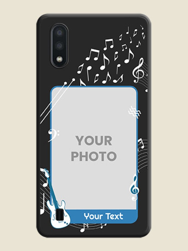 Custom Musical Theme Design with Text on Photo on Space Black Soft Matte Mobile Case - Galaxy M01 - alternate view