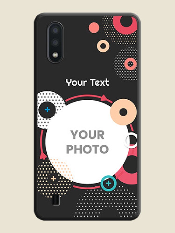 Custom Multicoloured Round Image on Personalised Space Black Soft Matte Cases - Galaxy M01 - alternate view