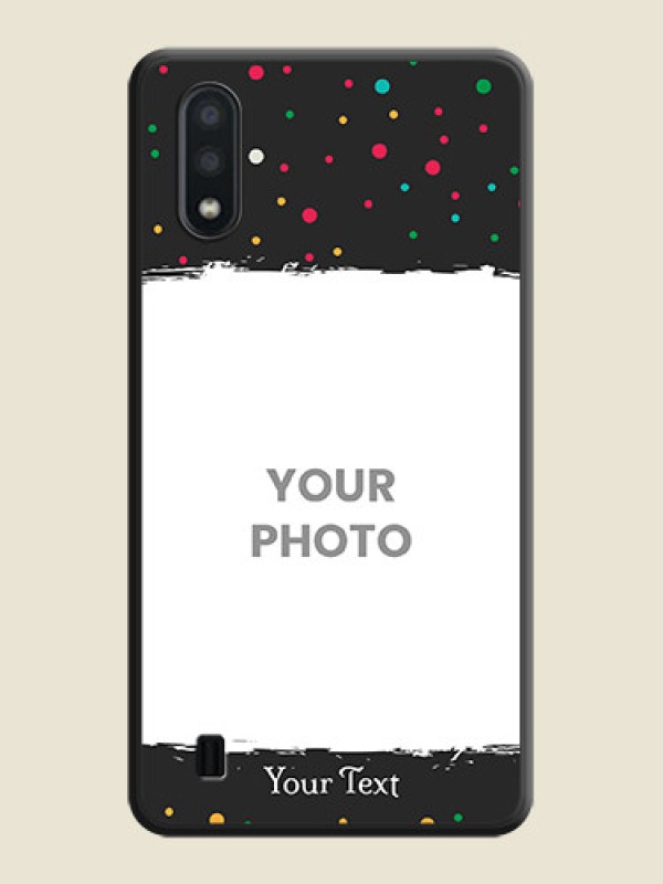 Custom Multicolor Dotted Pattern with Text on Space Black Custom Soft Matte Phone Back Cover - Galaxy M01 - alternate view