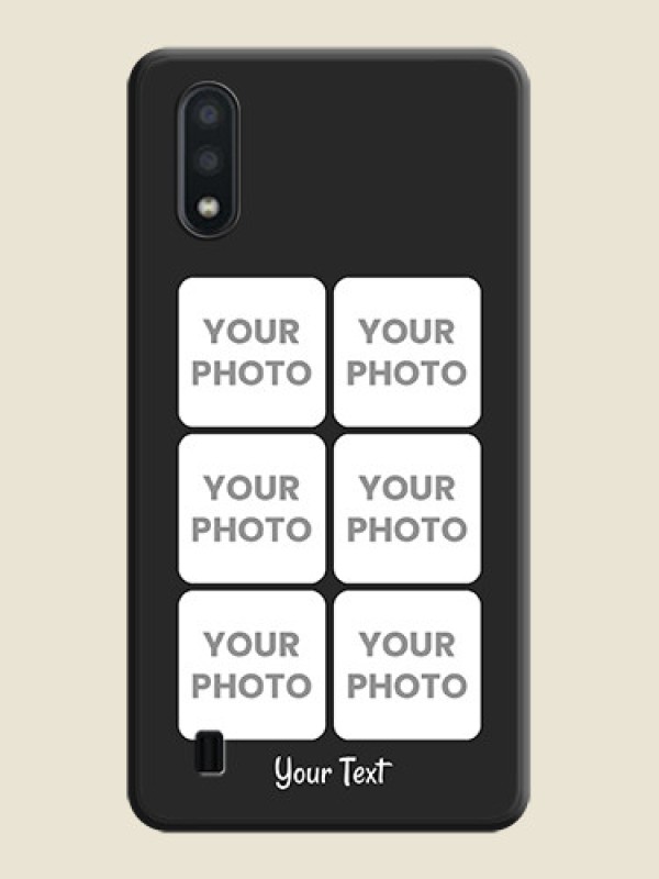 Custom Floral Art with 6 Image Holder on Photo on Space Black Soft Matte Mobile Case - Galaxy M01 - alternate view