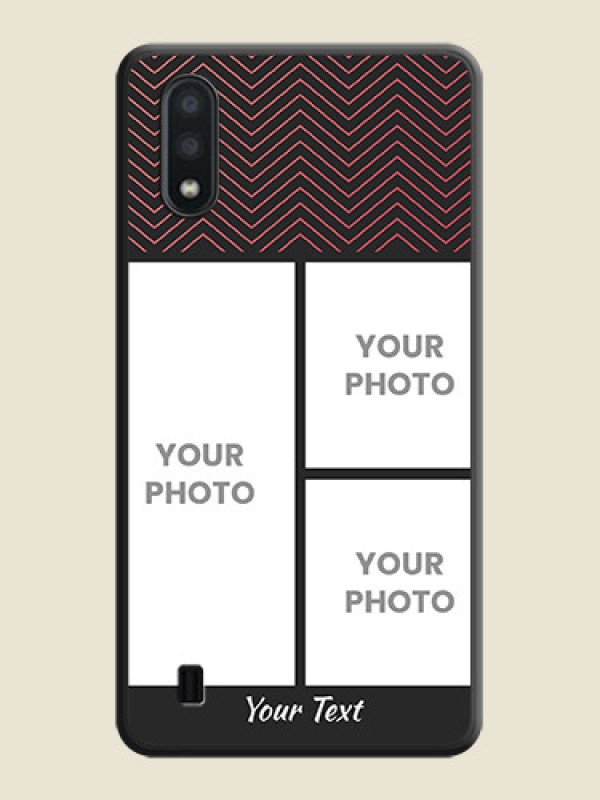 Custom Wave Pattern with 3 Image Holder on Space Black Custom Soft Matte Back Cover - Galaxy M01 - alternate view
