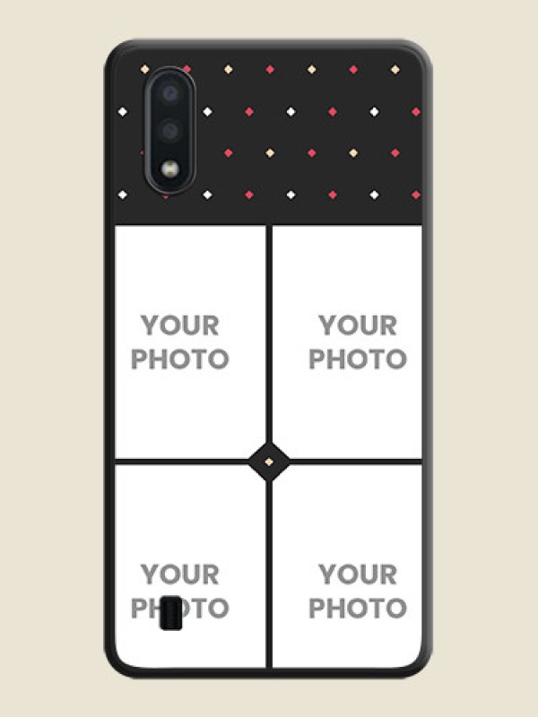 Custom Multicolor Dotted Pattern with 4 Image Holder on Space Black Custom Soft Matte Phone Cases - Galaxy M01 - alternate view