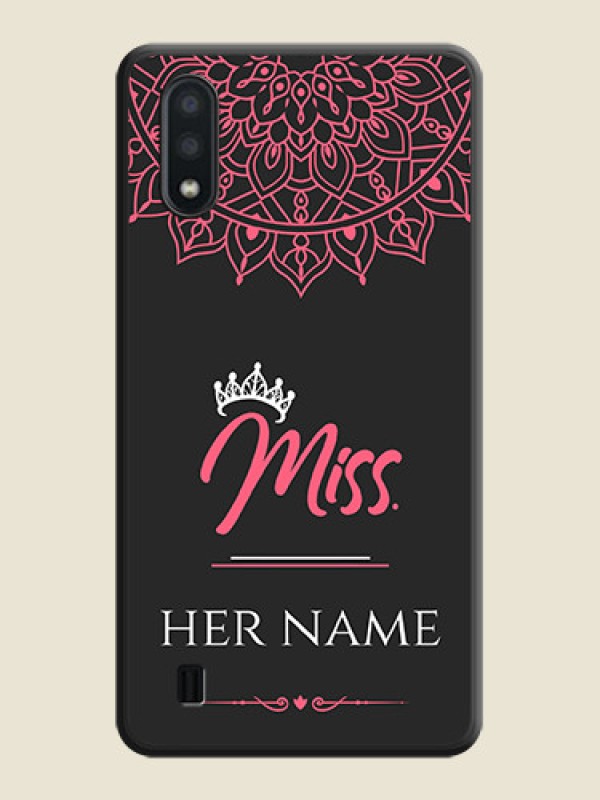 Custom Mrs Name with Floral Design on Space Black Personalized Soft Matte Phone Covers - Galaxy M01 - alternate view