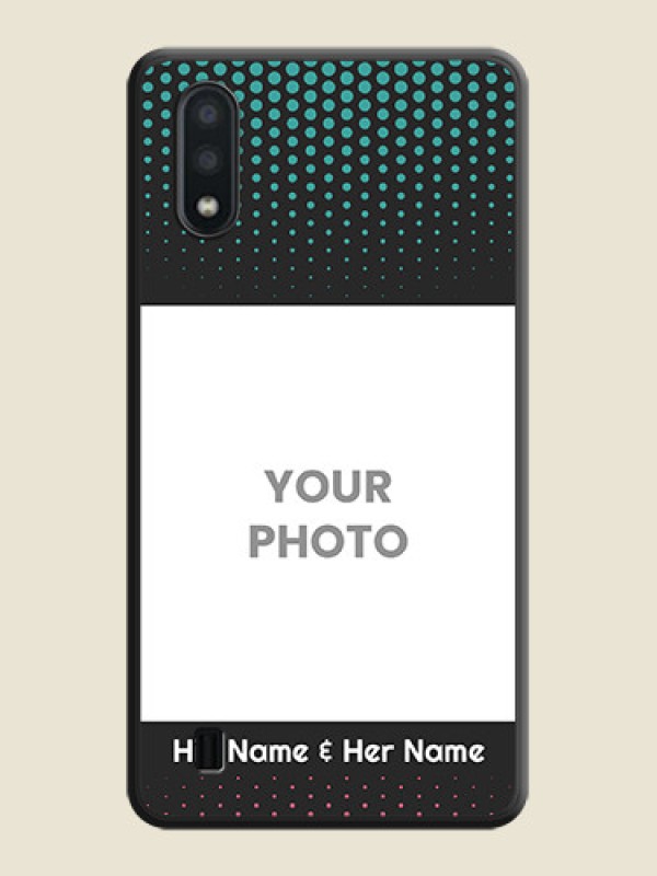 Custom Faded Dots with Grunge Photo Frame and Text on Space Black Custom Soft Matte Phone Cases - Galaxy M01 - alternate view