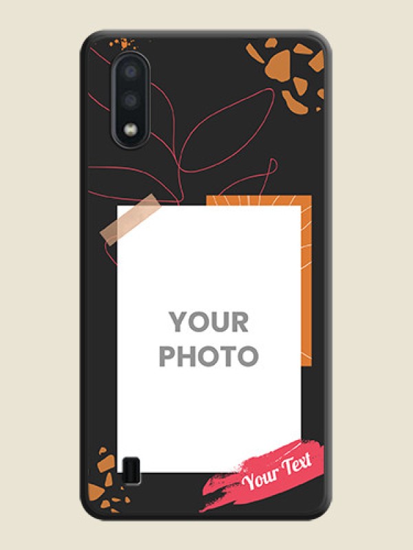 Custom Orange Photo Frame on Space Black Custom Soft Matte Phone Back Cover - Galaxy M01 - alternate view