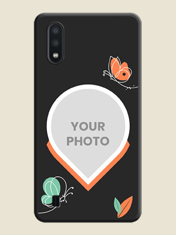 Custom Upload Pic With Simple Butterly Design On Space Black Personalized Soft Matte Phone Covers -Samsung Galaxy M01 - alternate view