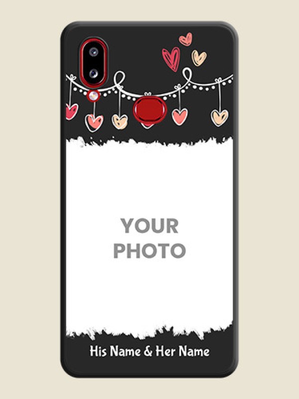 Custom Pink Love Hangings with Name on Space Black Custom Soft Matte Phone Cases - Samsung Galaxy M01s - alternate view