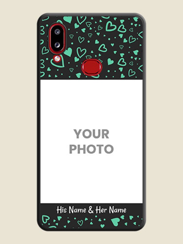 Custom Sea Green Indefinite Love Pattern on Photo on Space Black Soft Matte Mobile Cover - Samsung Galaxy M01s - alternate view