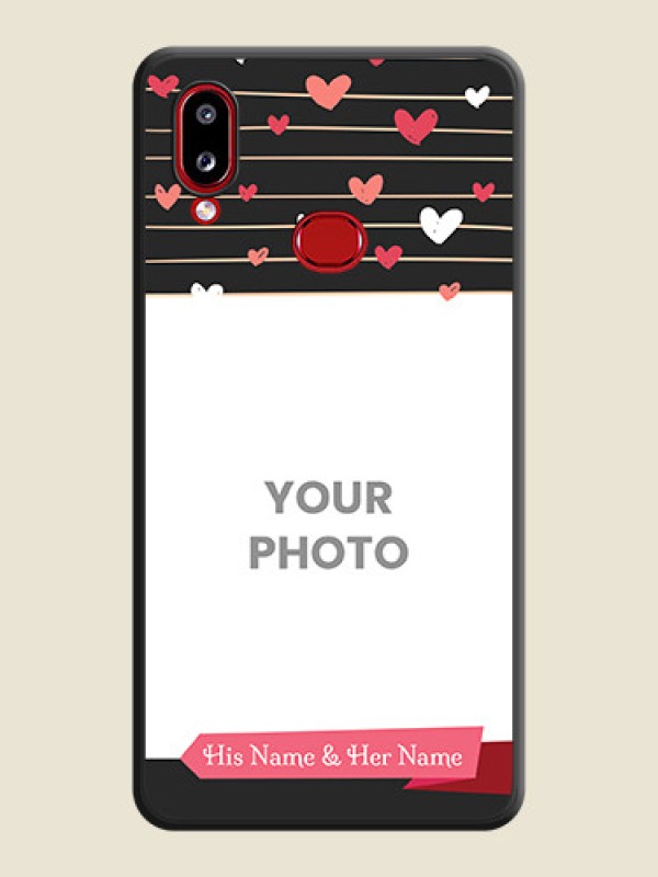 Custom Love Pattern with Name on Pink Ribbon  on Photo on Space Black Soft Matte Back Cover - Samsung Galaxy M01s - alternate view