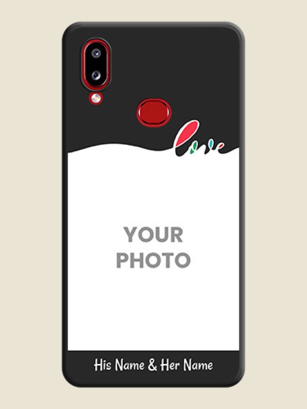 Custom Fall in Love Pattern with Picture on Photo on Space Black Soft Matte Mobile Case - Samsung Galaxy M01s - alternate view