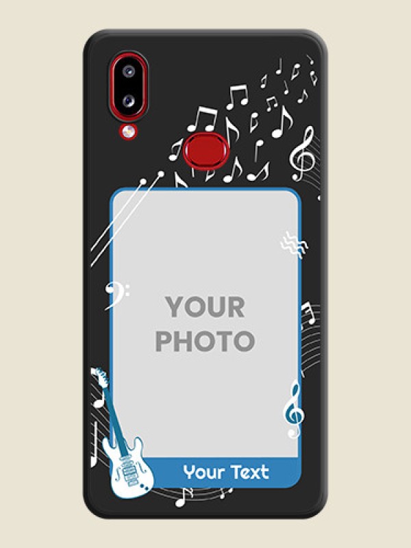 Custom Musical Theme Design with Text on Photo on Space Black Soft Matte Mobile Case - Samsung Galaxy M01s - alternate view