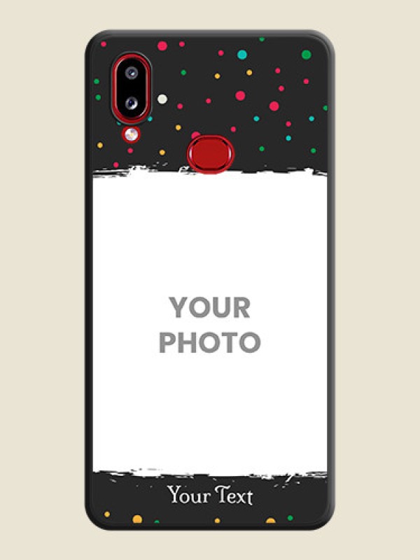 Custom Multicolor Dotted Pattern with Text on Space Black Custom Soft Matte Phone Back Cover - Samsung Galaxy M01s - alternate view