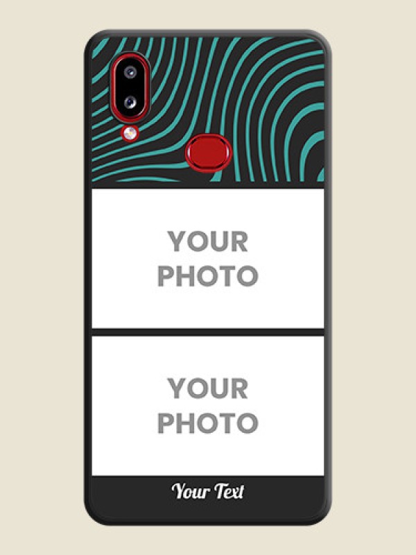 Custom Wave Pattern with 2 Image Holder on Space Black Personalized Soft Matte Phone Covers - Samsung Galaxy M01s - alternate view